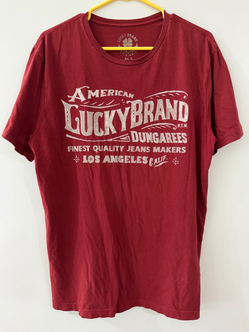 Lucky Brand Brick Red Relaxed Fit Crew Neck Men's Short Sleeve Cotton T-Shirt